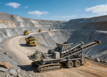 Mine crusher near haul road