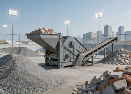 Recycling crusher processing concrete